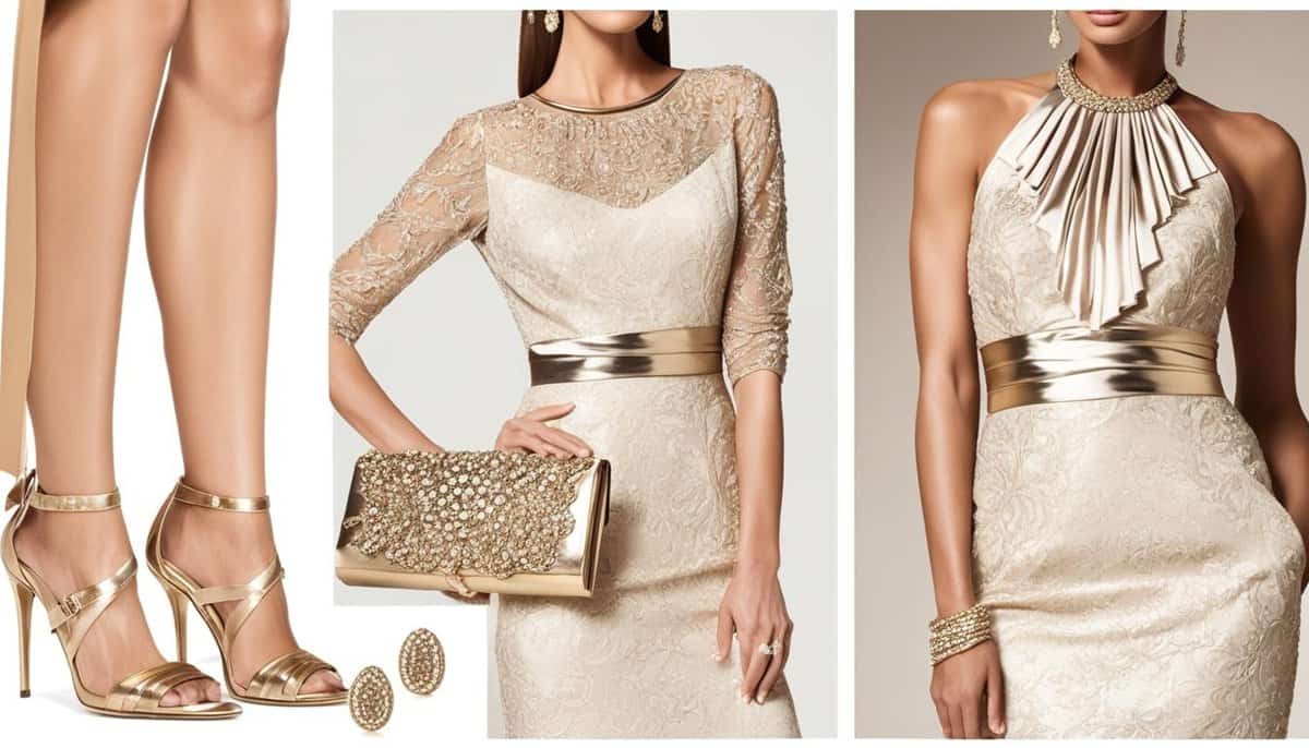 how to accessorize a champagne color dress