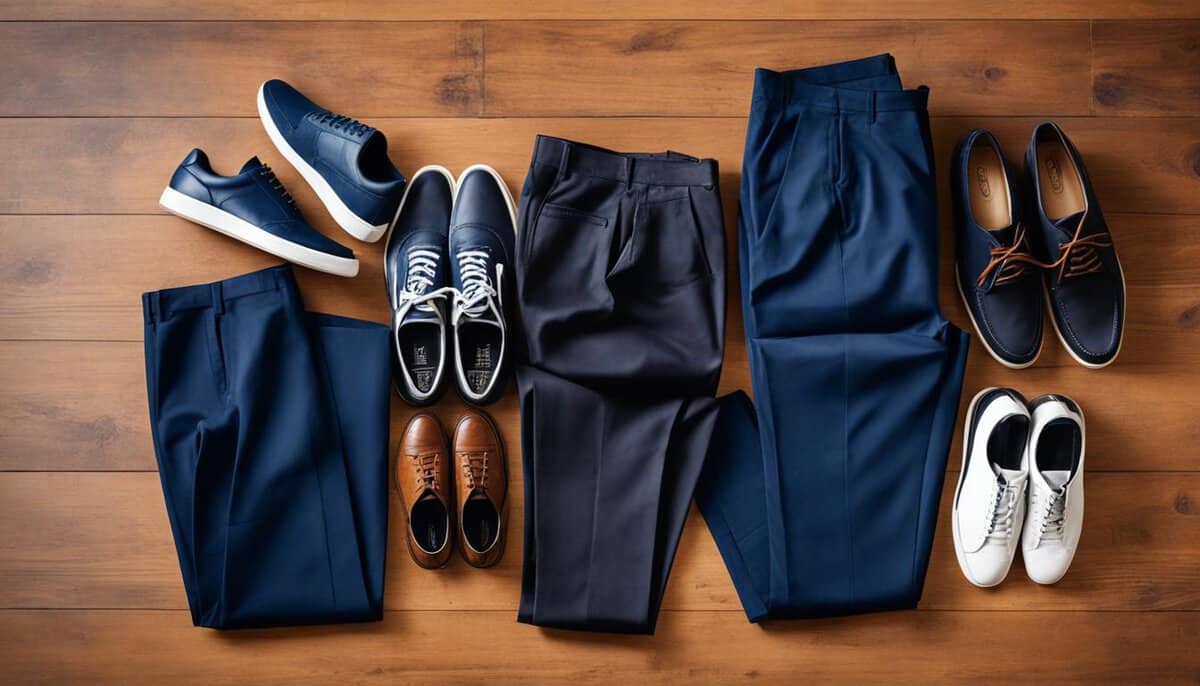 what color shoes do you wear with navy pants